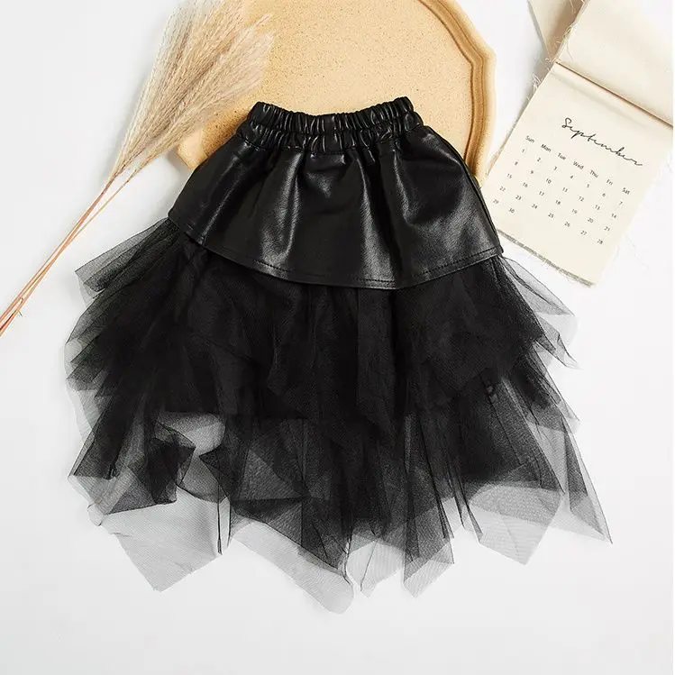 Girls' Clothing, Girls' Irregular Skirt, Korean Version, Autumn and Winter Children's Mesh PU Leather Skirt
Girls' Clothing, Girls' Irregular Skirt, Korean Version, Autumn and Winter Children's Mesh PU Leather Skirt