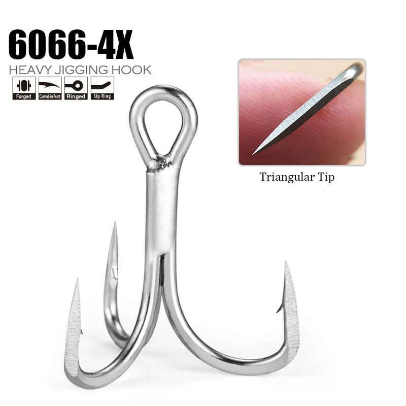 "Blade" Series Strong 6066-4X Treble Hooks Reinforced Premium Lure Replacement Hooks featuring a Triangular Edged Point Design
"Blade" Series Strong 6066-4X Treble Hooks Reinforced Premium Lure Replacement Hooks featuring a Triangular Edged Point Design