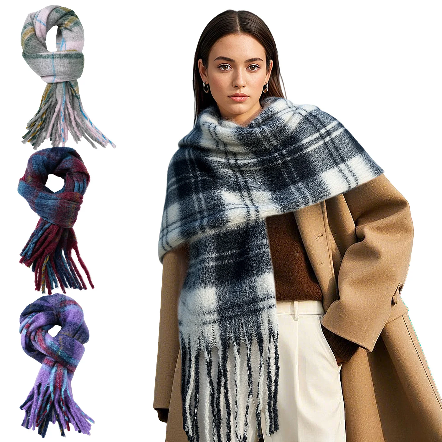 Winter Warm Plaid Scarf Women's Cashmere Imitation Mouton Scarf Versatile Stylish Korean Style Couple Neck Warmer Shawl
Winter Warm Plaid Scarf Women's Cashmere Imitation Mouton Scarf Versatile Stylish Korean Style Couple Neck Warmer Shawl