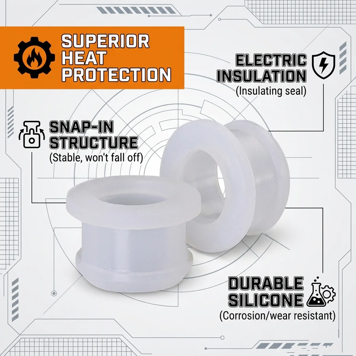 Snap On Insulating High Temp Silicone Grommet Through Hole Cable Wire Protector Seal for Electrical Panel Furniture
Snap On Insulating High Temp Silicone Grommet Through Hole Cable Wire Protector Seal for Electrical Panel Furniture