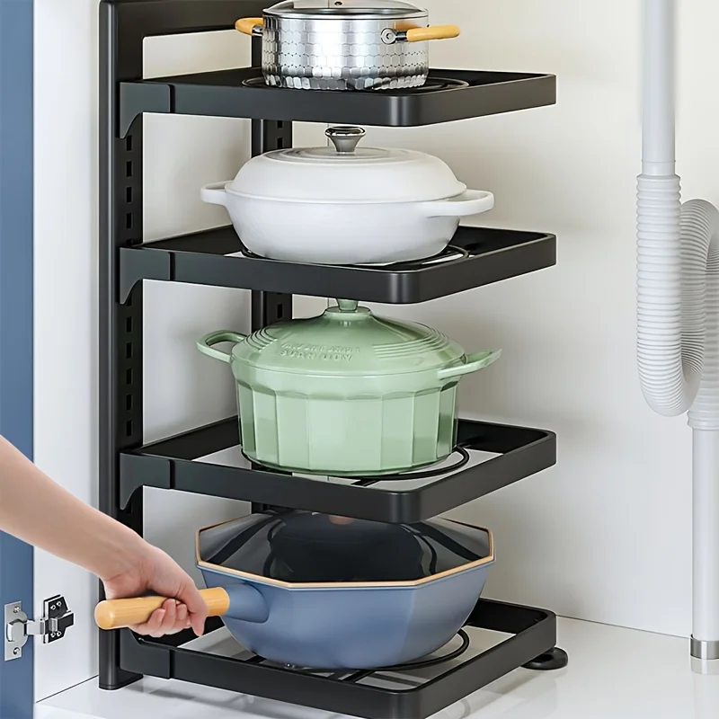 Stainless Steel Space-Saving Height Adjustable Three and Four Tier Pot Rack - Modern Kitchen Organization Solution with Multi-Ti
Stainless Steel Space-Saving Height Adjustable Three and Four Tier Pot Rack - Modern Kitchen Organization Solution with Multi-Ti