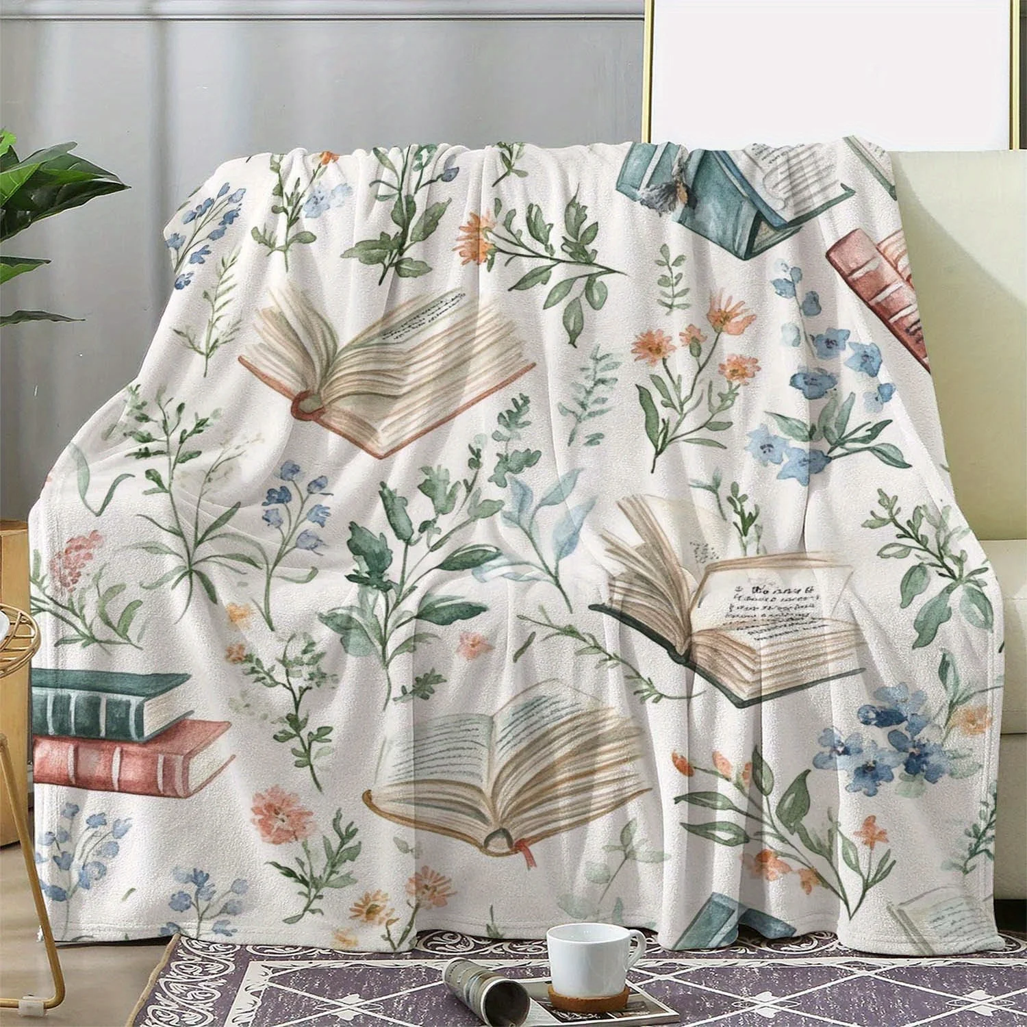 1pc Vintage Flannel Blanket with Open Book and Floral Pattern, Polyester Fabric, Suitable for Sofa, Bed, Car, Office, Camping
1pc Vintage Flannel Blanket with Open Book and Floral Pattern, Polyester Fabric, Suitable for Sofa, Bed, Car, Office, Camping