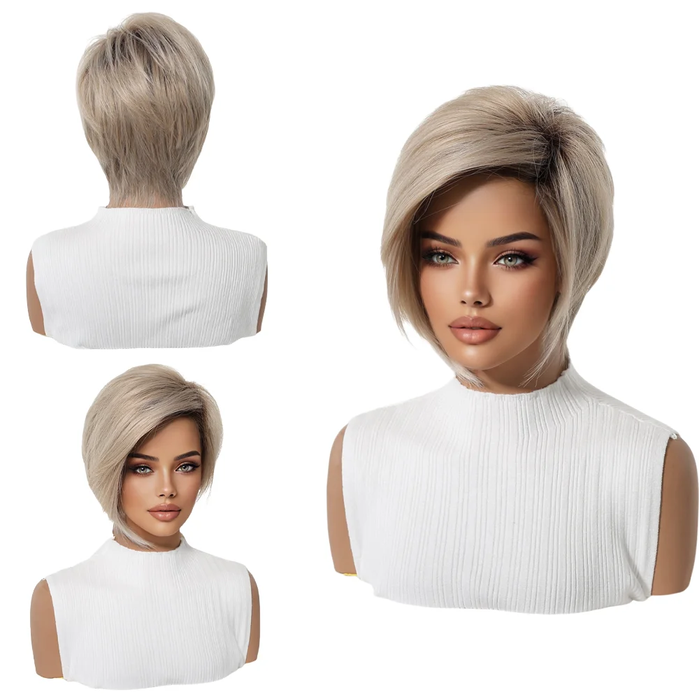 Dark Roots Ombre Blonde Short Pixie Wig For Women Natural Looking Layered Side Part Bob Wig Synthetic Hair Wig Fashion Daily Use
Dark Roots Ombre Blonde Short Pixie Wig For Women Natural Looking Layered Side Part Bob Wig Synthetic Hair Wig Fashion Daily Use