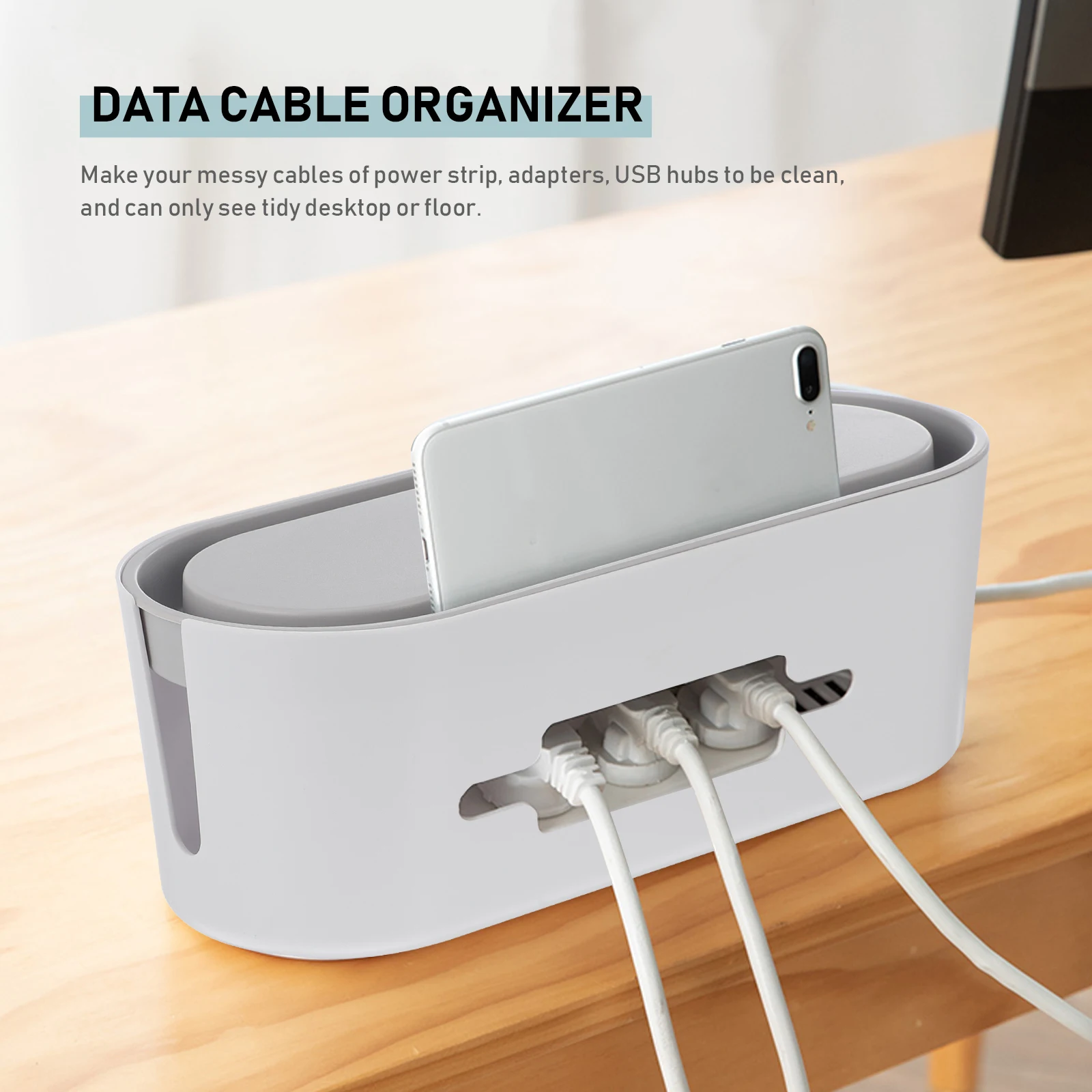 Power Cord Organizer Box Desktop Floor Management Large Opening High Strength Plastic Cable Holder Black Color Household Cord 
Power Cord Organizer Box Desktop Floor Management Large Opening High Strength Plastic Cable Holder Black Color Household Cord