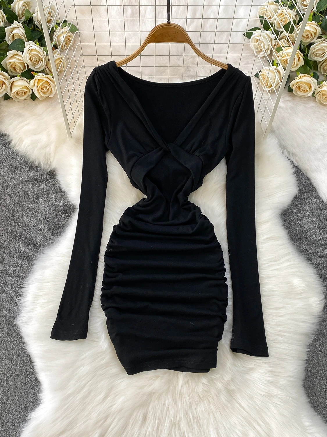 Sexy Low Cut V Ne Knot Dr Women's Autumn Winter Pleated Waist Slimming ort Skirt Wrap Body Long Sve High Waist Dr
Sexy Low Cut V Ne Knot Dr Women's Autumn Winter Pleated Waist Slimming ort Skirt Wrap Body Long Sve High Waist Dr