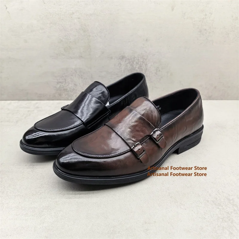 Vintage Brown Leather Double Strap Loafers Classic Two-Buckle Comfort Formal Business Dress Shoes Trendy Slip-On Formal Shoes
Vintage Brown Leather Double Strap Loafers Classic Two-Buckle Comfort Formal Business Dress Shoes Trendy Slip-On Formal Shoes