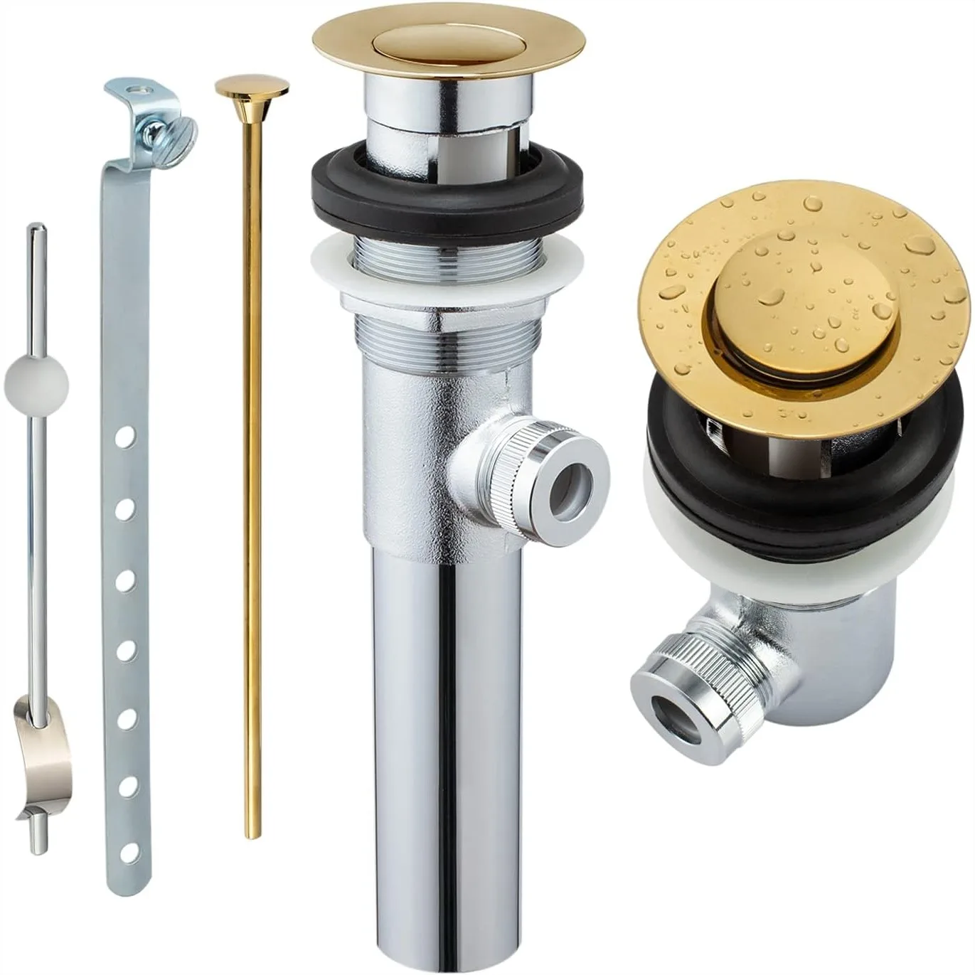 Pop-Up Drain Stopper Assembly with Lift Rod and Overflow, Solid Brass Lavatory Sink Drain for Bathroom Vanity, Corrosion
Pop-Up Drain Stopper Assembly with Lift Rod and Overflow, Solid Brass Lavatory Sink Drain for Bathroom Vanity, Corrosion
