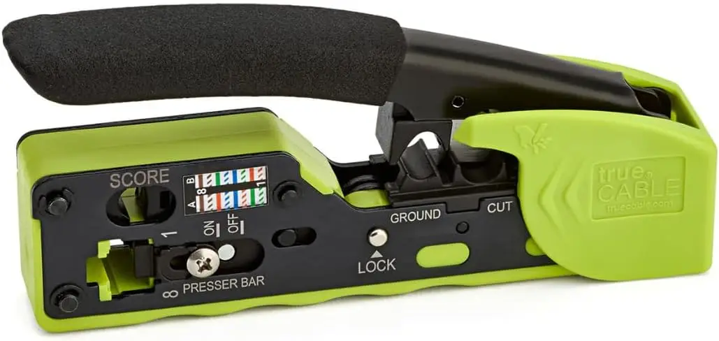 All-in-One Ethernet Crimp Tool for RJ45 Pass Through, Compatible with Cat5e, Cat6, Cat6A Shielded and Unshielded Connectors
All-in-One Ethernet Crimp Tool for RJ45 Pass Through, Compatible with Cat5e, Cat6, Cat6A Shielded and Unshielded Connectors