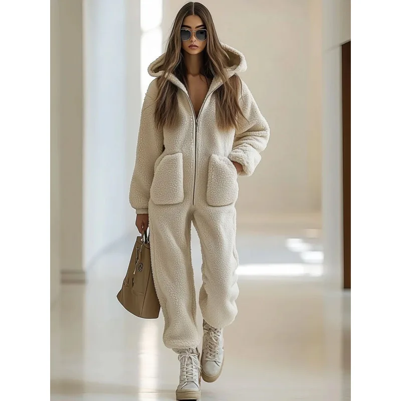 Autumn Winter New Solid Color Fur Jumpsuits Elegant Long Sleeve Hoodies Playsuits Overalls Fashion Pocket Warm Commute Rompers
Autumn Winter New Solid Color Fur Jumpsuits Elegant Long Sleeve Hoodies Playsuits Overalls Fashion Pocket Warm Commute Rompers