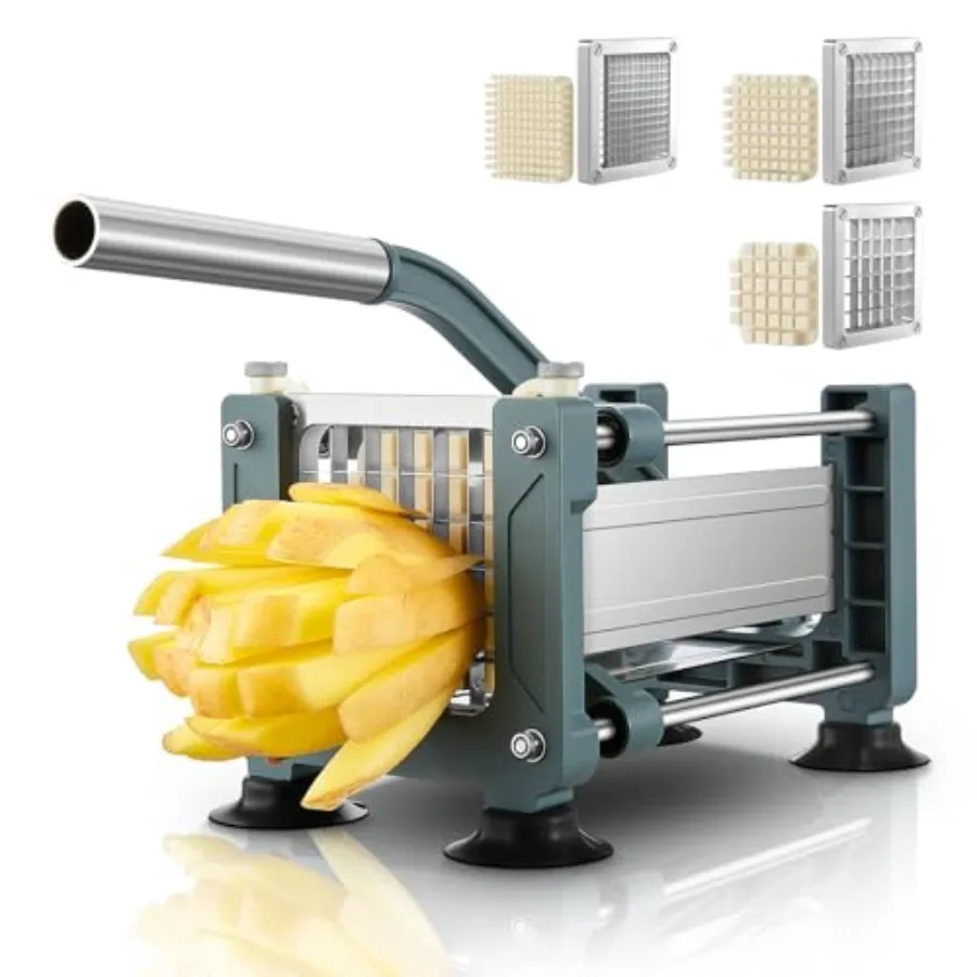 FOHRER French Fry Cutter Professional Manual Potato Slicer for Potatoes with 3 Heavy Duty Stainless Steel Blades 1/2 3/8 1/4 In
FOHRER French Fry Cutter Professional Manual Potato Slicer for Potatoes with 3 Heavy Duty Stainless Steel Blades 1/2 3/8 1/4 In