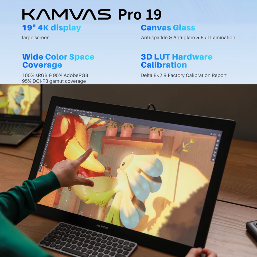 Huion Kamvas Pro 19 Drawing Tablet 18.4" Touch Screen 4K UHD Resolution Display with PenTech 4.0 Dual Pen Anti-sparkle Surface
Huion Kamvas Pro 19 Drawing Tablet 18.4" Touch Screen 4K UHD Resolution Display with PenTech 4.0 Dual Pen Anti-sparkle Surface