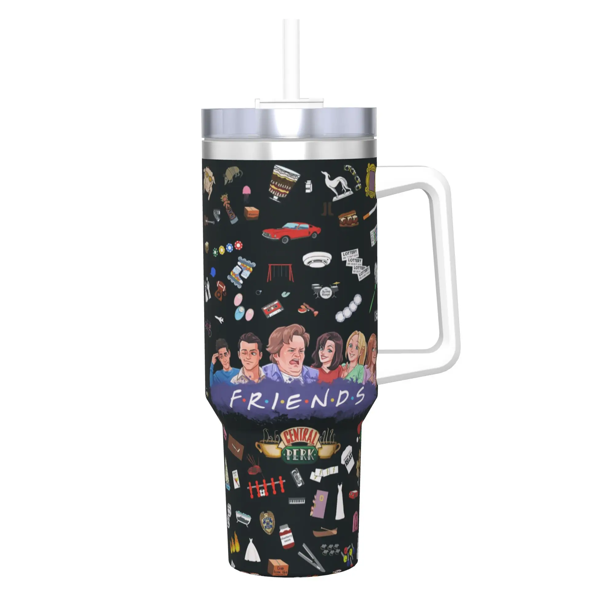 Cartoon Friends TV Show Insulated Tumbler with Straws Lid Central Perk Vacuum Thermal Mug Double Wall Hot Cold Drinks Cup, 40oz
Cartoon Friends TV Show Insulated Tumbler with Straws Lid Central Perk Vacuum Thermal Mug Double Wall Hot Cold Drinks Cup, 40oz