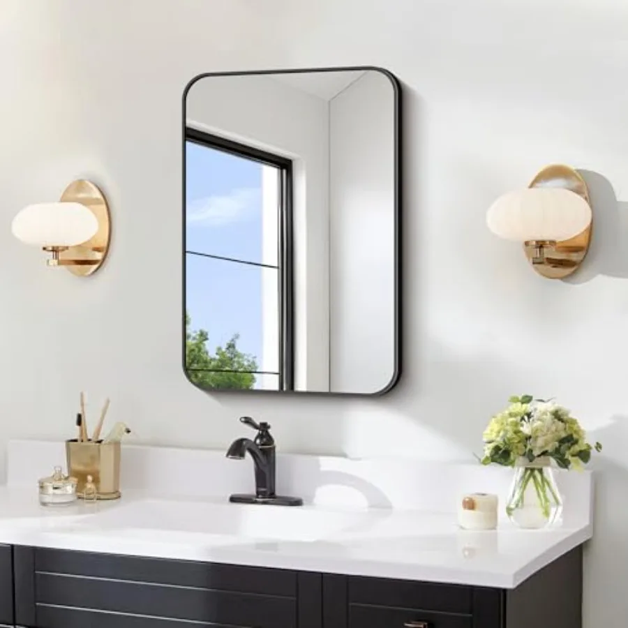 Bathroom Mirror for Over Sink, Wall Mirror 16x24 Inch with Metal Frame, Rounded Corners for Bathroom, Bedroom, Entryway Décor
Bathroom Mirror for Over Sink, Wall Mirror 16x24 Inch with Metal Frame, Rounded Corners for Bathroom, Bedroom, Entryway Décor