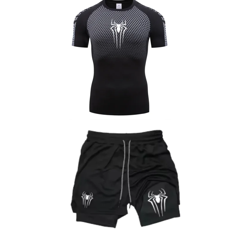 Men's Workout Compression Set Y2K Spider Printed Gym Tshirts Breathable Running Shorts Quick Dry Sports Rash Guard Sportwear Set
Men's Workout Compression Set Y2K Spider Printed Gym Tshirts Breathable Running Shorts Quick Dry Sports Rash Guard Sportwear Set