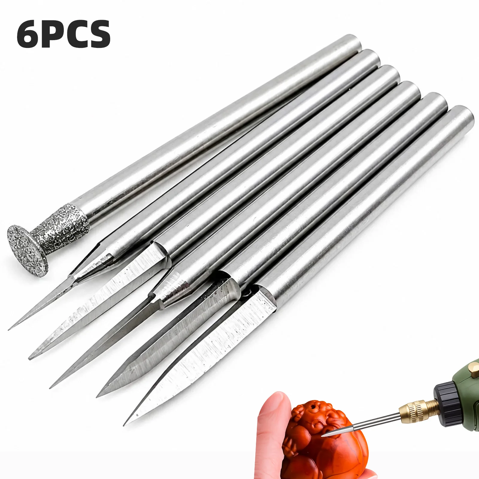 6PCS Wood Carving Drill Bits 3mm Shank Metal Grinding Tools for Rotary Tool Engraving & Woodworking
6PCS Wood Carving Drill Bits 3mm Shank Metal Grinding Tools for Rotary Tool Engraving & Woodworking