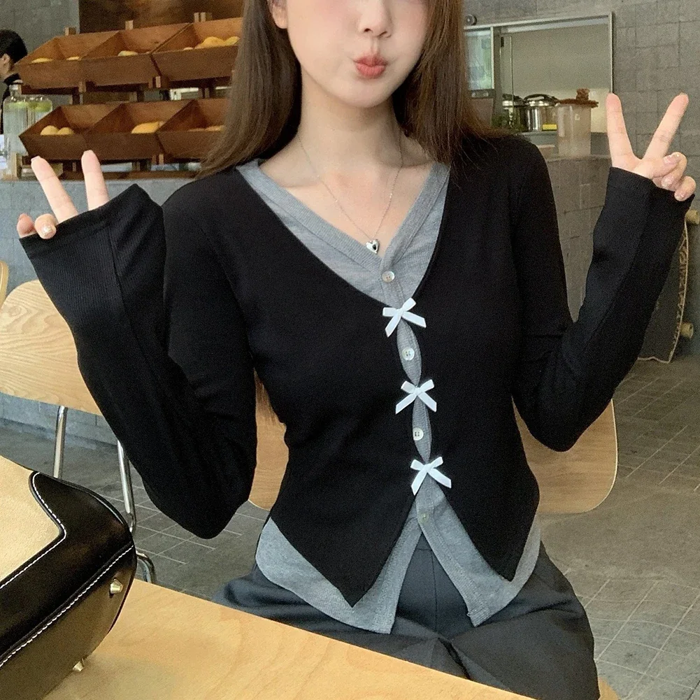 Basic Long Sleeve T-shirt For Women Bow Top Sweet Style L M S Long Sleeves Top Solid Pattern All Seasons Basic Style
Basic Long Sleeve T-shirt For Women Bow Top Sweet Style L M S Long Sleeves Top Solid Pattern All Seasons Basic Style