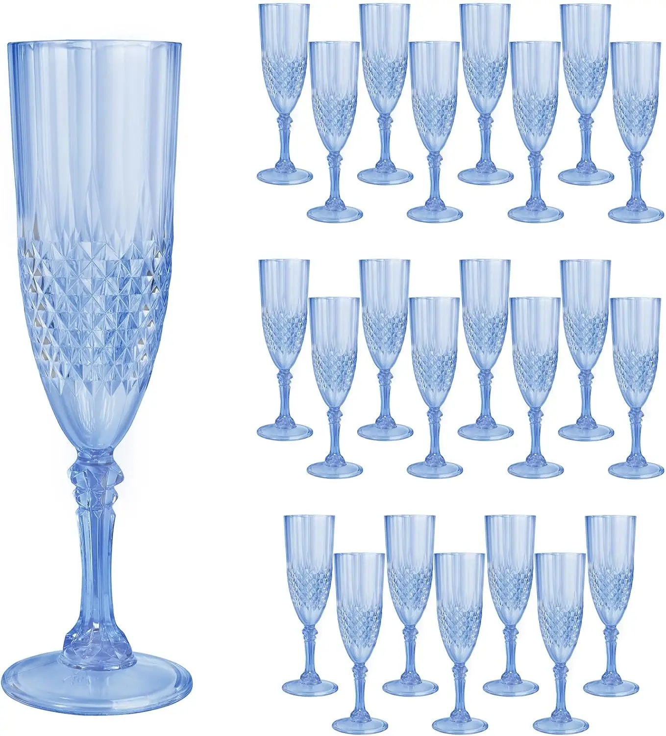 24 Pcs Blue Plastic Champagne Flutes for Weddings, Parties & Everyday Use
24 Pcs Blue Plastic Champagne Flutes for Weddings, Parties & Everyday Use