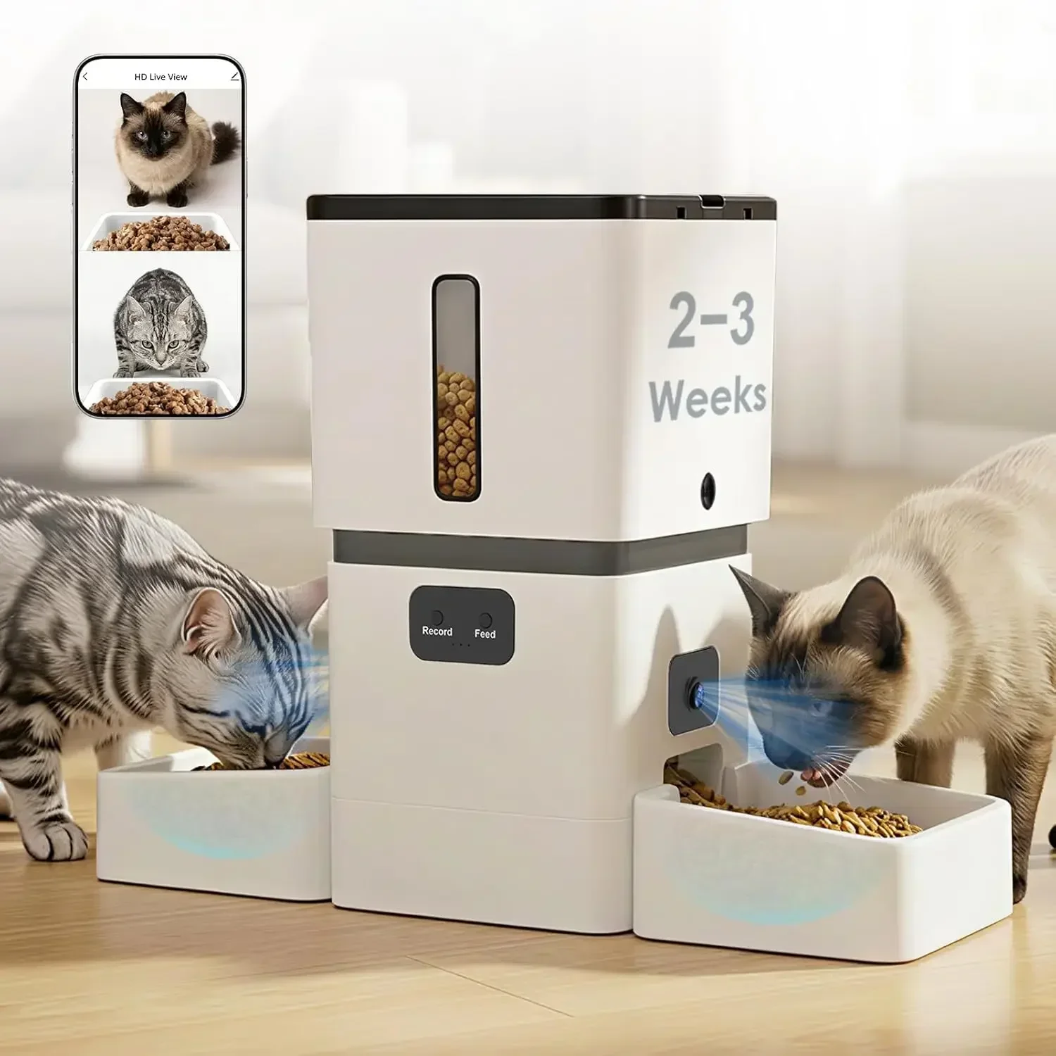 Two Hd Cameras Automatic Cat Feeder 8L Pet Food Dispenser Dual Bowls 5Ghz Wifi Night Vision For Multi Cats Small Dogs Indoor
Two Hd Cameras Automatic Cat Feeder 8L Pet Food Dispenser Dual Bowls 5Ghz Wifi Night Vision For Multi Cats Small Dogs Indoor