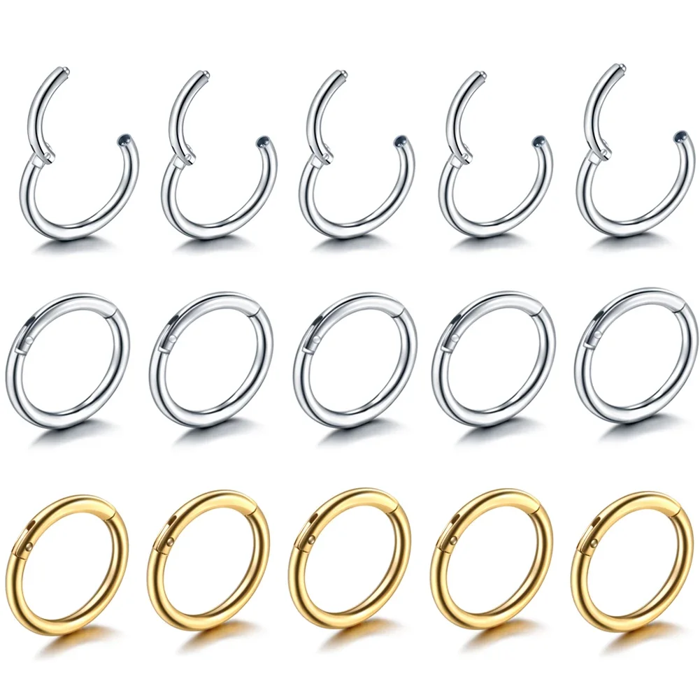 50Pcs/lot Stainless Steel Septum Nose Piercing Hinged Segment Hoop Nose Ring for Women Ear Helix Earring Piercing Body Jewelry
50Pcs/lot Stainless Steel Septum Nose Piercing Hinged Segment Hoop Nose Ring for Women Ear Helix Earring Piercing Body Jewelry