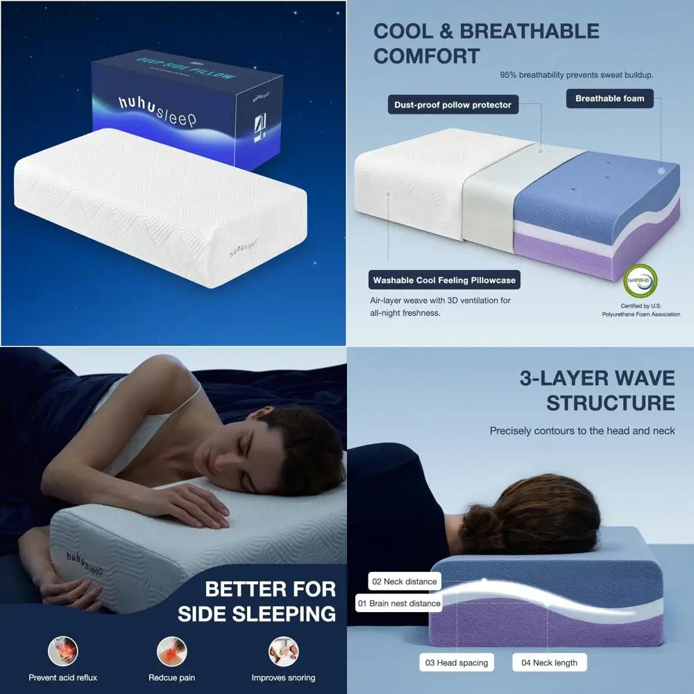 Side Sleeper's Cooling Memory Foam Pillow with Dual-Sided Softness Options for Neck and Shoulder Support
Side Sleeper's Cooling Memory Foam Pillow with Dual-Sided Softness Options for Neck and Shoulder Support