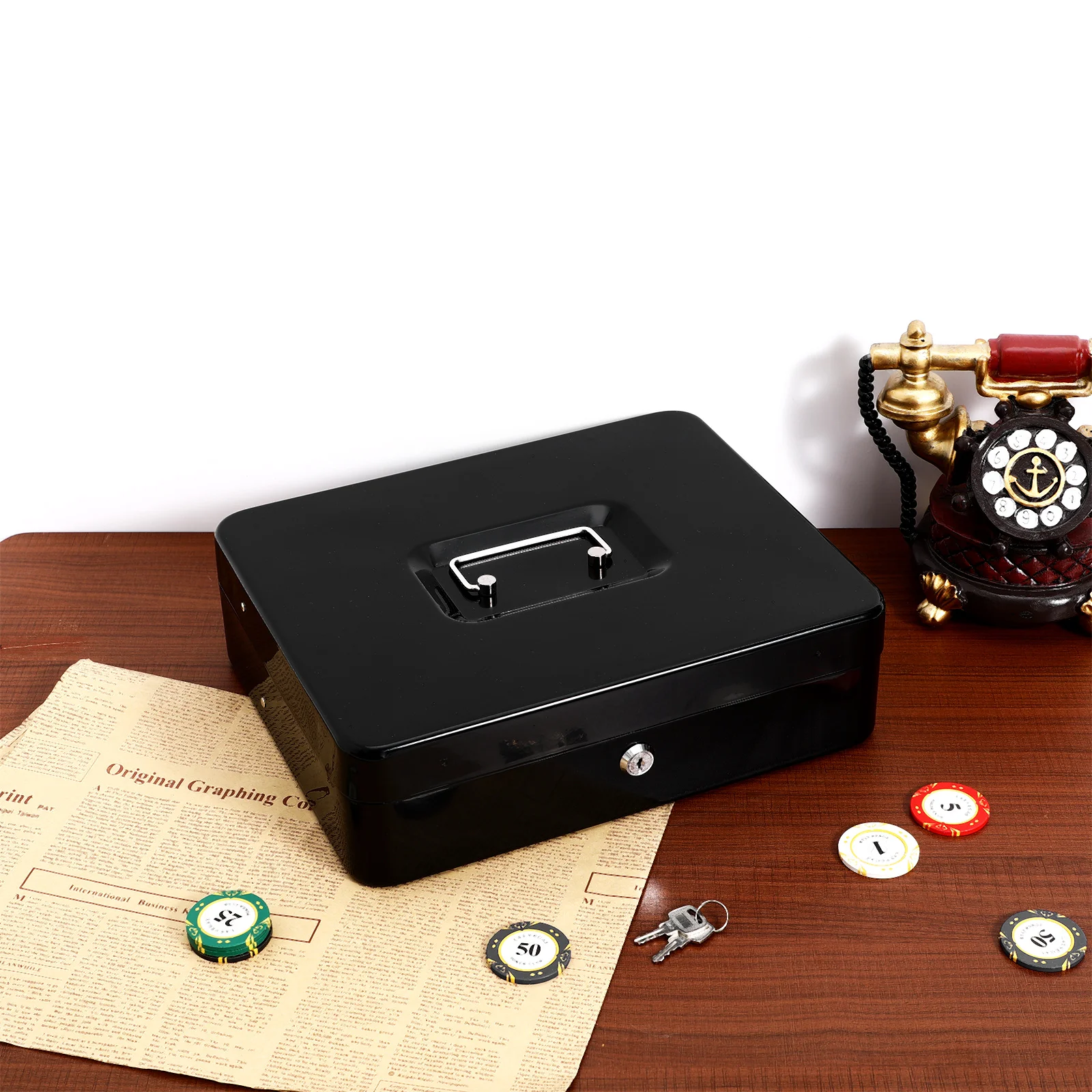 Cash Box Metal Money Organizer for Small Business Portable Safe with Key Lock and Money Tray Small Lock Box Cash Registers
Cash Box Metal Money Organizer for Small Business Portable Safe with Key Lock and Money Tray Small Lock Box Cash Registers