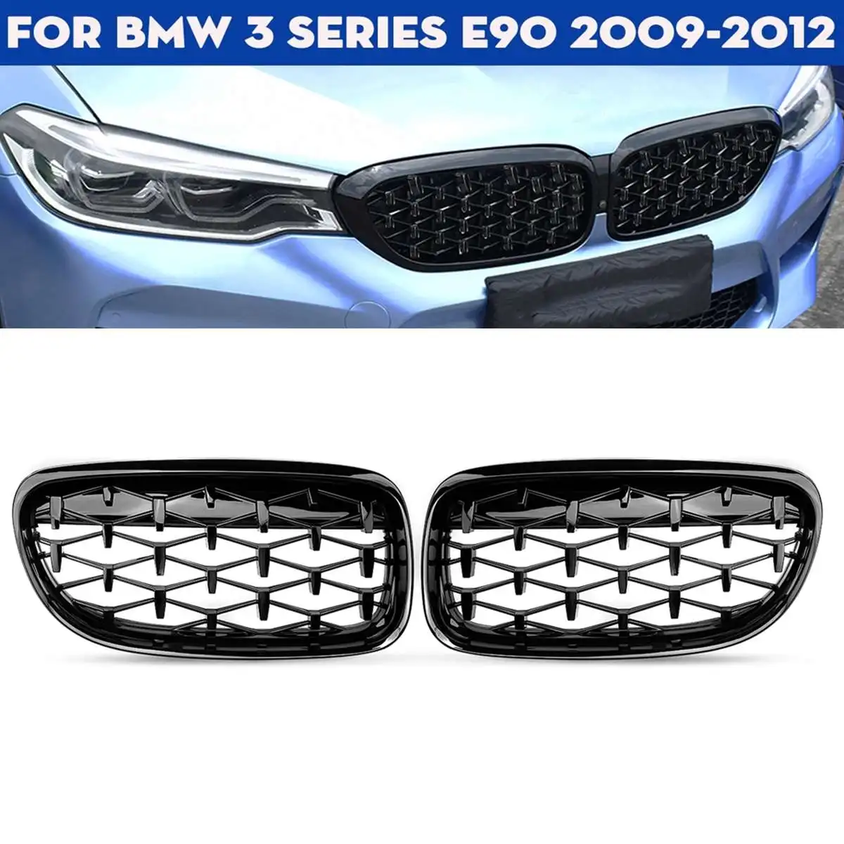 2Pcs Front Bumper Kidney Grille Diamond Meteor Racing Grill 51137201969 51137201970 For BMW 3 Series E90 2009 2010 2011 2012
2Pcs Front Bumper Kidney Grille Diamond Meteor Racing Grill 51137201969 51137201970 For BMW 3 Series E90 2009 2010 2011 2012