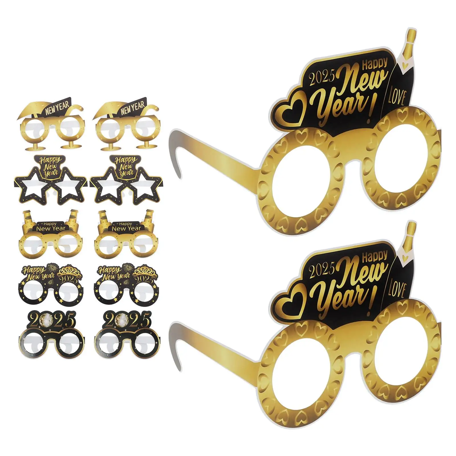 12 Pcs Black Gold Paper Glasses Happy New Year Photo Props Party Decorations Accessories Creative Design Enhance Atmosphere
12 Pcs Black Gold Paper Glasses Happy New Year Photo Props Party Decorations Accessories Creative Design Enhance Atmosphere