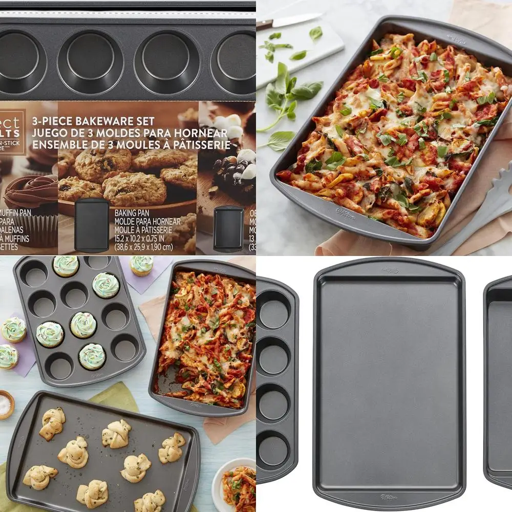 Набор форм для выпечки из 3 предметов с антипригарным покрытием: форма для кексов, лист для выпечки, продолговатая форма
Набор форм для выпечки из 3 предметов с антипригарным покрытием: форма для кексов, лист для выпечки, продолговатая форма