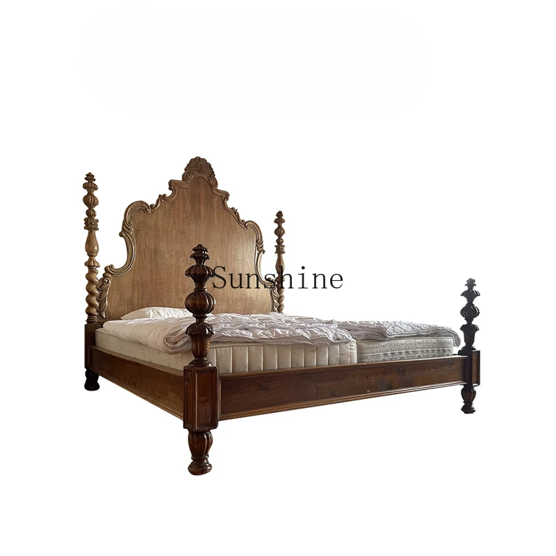 Retro solid wood double bed medieval French princess bed log color solid wood bed
Retro solid wood double bed medieval French princess bed log color solid wood bed