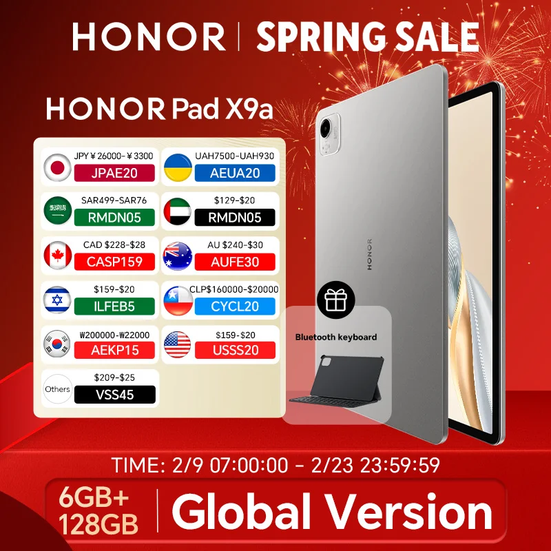 New Global Version HONOR Pad X9a 6GB+128GB/8GB+256GB 11.5'' 2.5K 120Hz LCD Screen 8300 mAh Battery 35W SuperCharge WiFi Android
New Global Version HONOR Pad X9a 6GB+128GB/8GB+256GB 11.5'' 2.5K 120Hz LCD Screen 8300 mAh Battery 35W SuperCharge WiFi Android