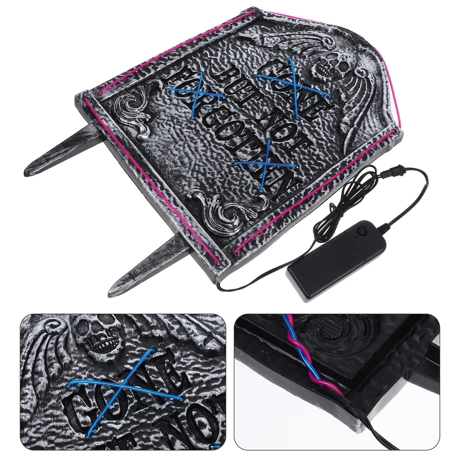 15 Inch Halloween Yard Sign Tombstone Dual-Color LED Light Up Graveyard Decoration Blue Purple Glow Outdoor Not Included 
15 Inch Halloween Yard Sign Tombstone Dual-Color LED Light Up Graveyard Decoration Blue Purple Glow Outdoor Not Included