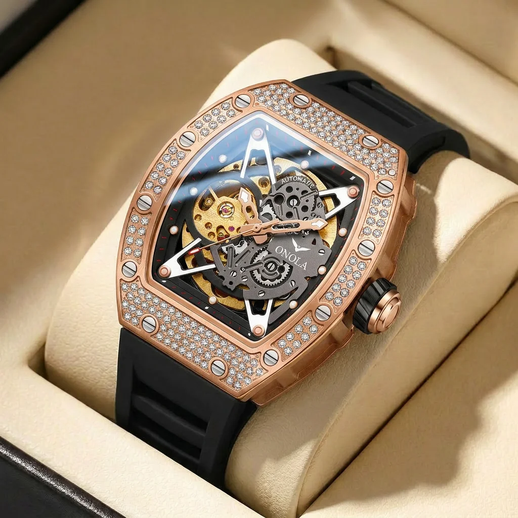1pcs Men's orange dial silicone strap vintage fashion tonneau skeleton sporty details Mechanical Watch for business party holida
1pcs Men's orange dial silicone strap vintage fashion tonneau skeleton sporty details Mechanical Watch for business party holida