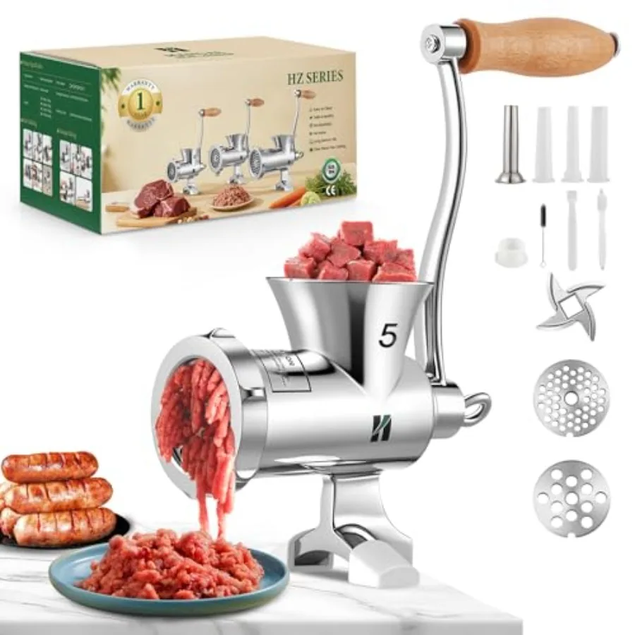Meat Grinder Manual Stainless Steel - Heavy Duty Sausage Tubes Compact with Table Clamp Meat Grinders for Home Use for Chicken
Meat Grinder Manual Stainless Steel - Heavy Duty Sausage Tubes Compact with Table Clamp Meat Grinders for Home Use for Chicken
