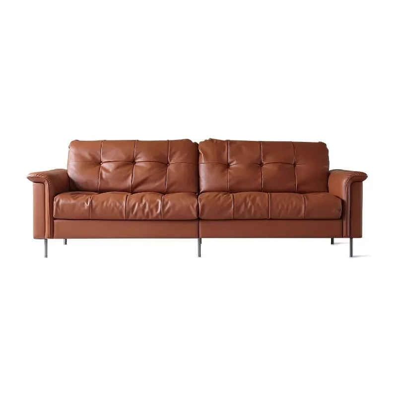 Modern retro sofa, medieval style, small living room straight row three people, French leather sofa
Modern retro sofa, medieval style, small living room straight row three people, French leather sofa