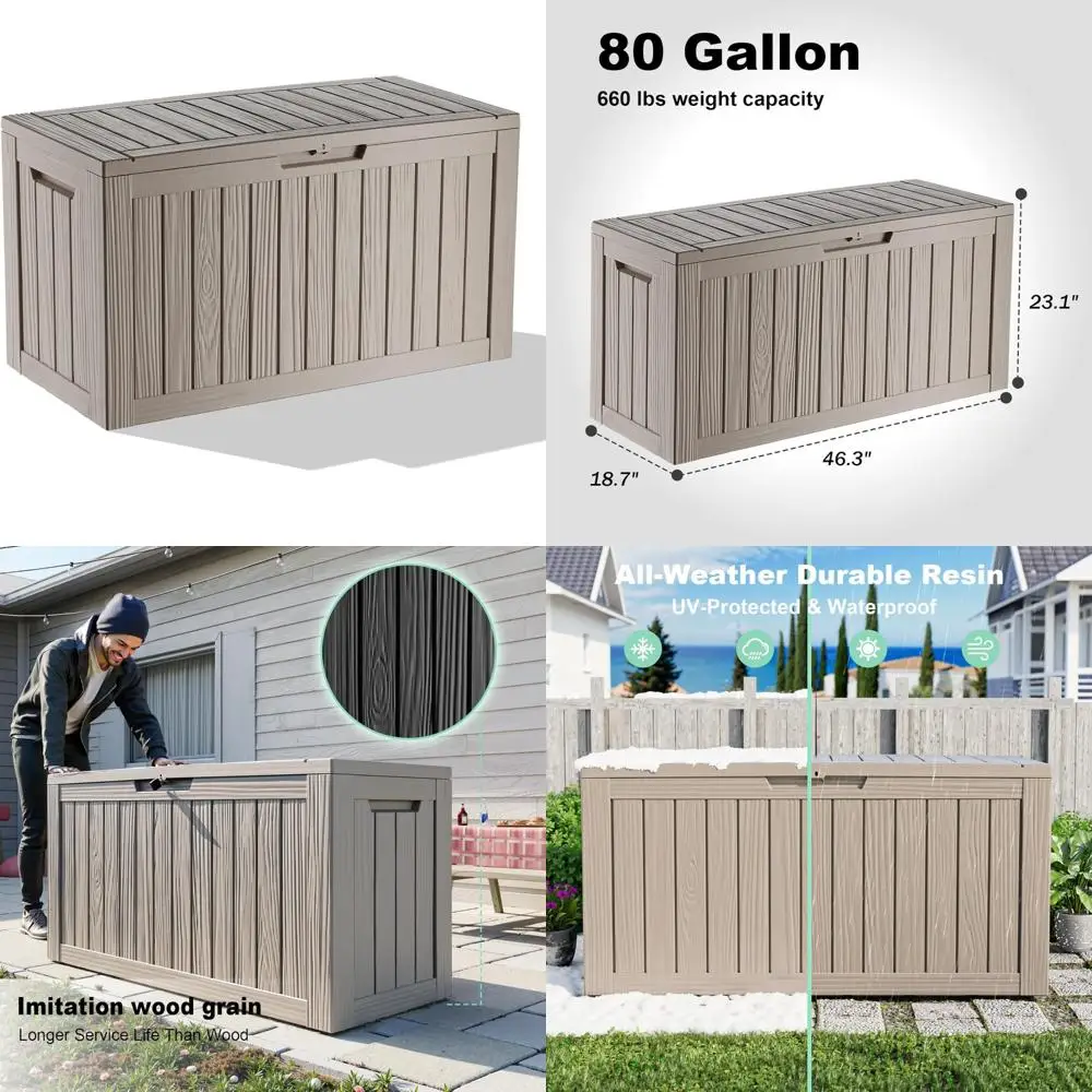 Resin Deck Storage Box 80 Gallon, Lockable Outdoor Patio Furniture Pool Accessory Garden Tool Waterproof Storage
Resin Deck Storage Box 80 Gallon, Lockable Outdoor Patio Furniture Pool Accessory Garden Tool Waterproof Storage