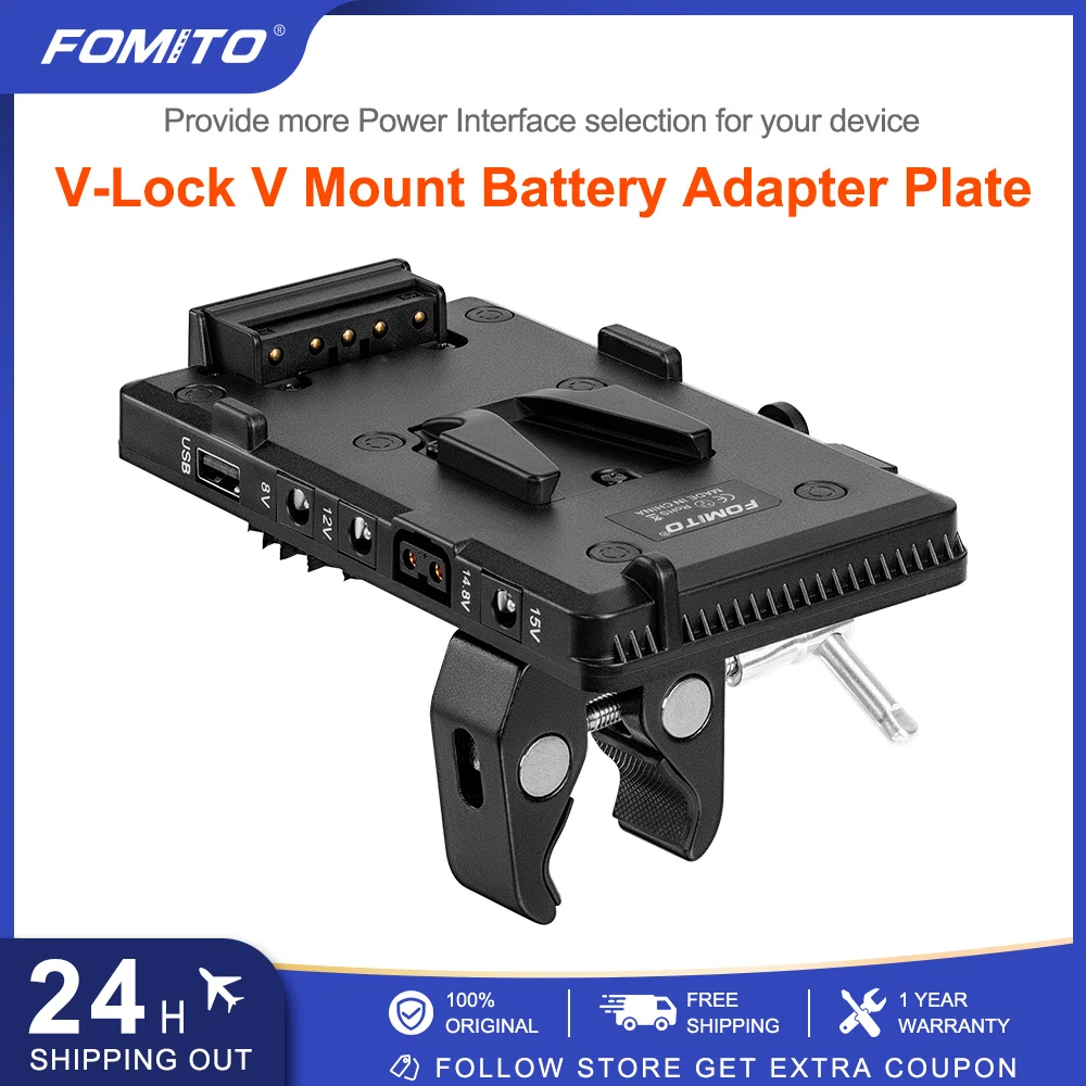 FOMITO V-Lock Battery Adapter Plate with Super Clamp D-TAP/DC/USB Power Output for Camcorder DSLR Camera LED Video Light Monitor
FOMITO V-Lock Battery Adapter Plate with Super Clamp D-TAP/DC/USB Power Output for Camcorder DSLR Camera LED Video Light Monitor