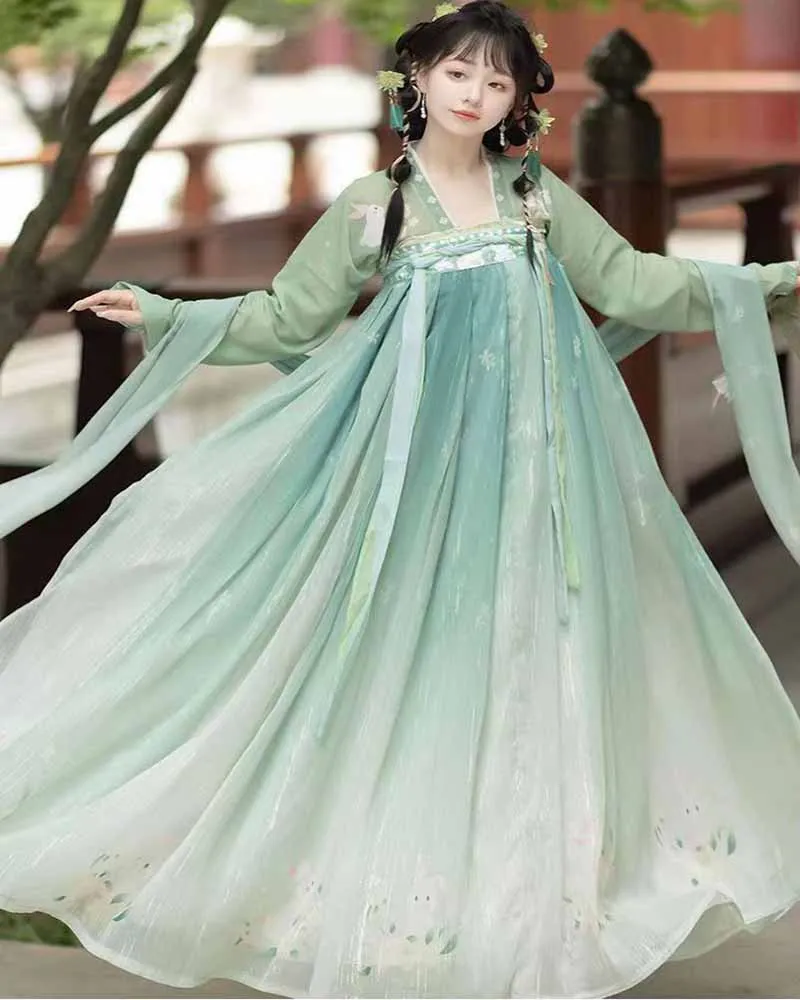 Женское традиционное китайское танцевальное платье Hanfu с принтом, женское зеленое летнее платье Hanfu для женщин
Женское традиционное китайское танцевальное платье Hanfu с принтом, женское зеленое летнее платье Hanfu для женщин