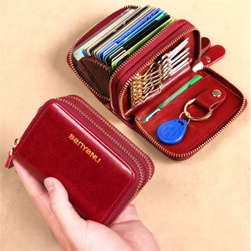 BanYaNu Vintage Oil Wax Cowhide Women Card Wallet Large Capacity Multifunctional Cardholder Key Pack Women's Bank Card Holder
BanYaNu Vintage Oil Wax Cowhide Women Card Wallet Large Capacity Multifunctional Cardholder Key Pack Women's Bank Card Holder