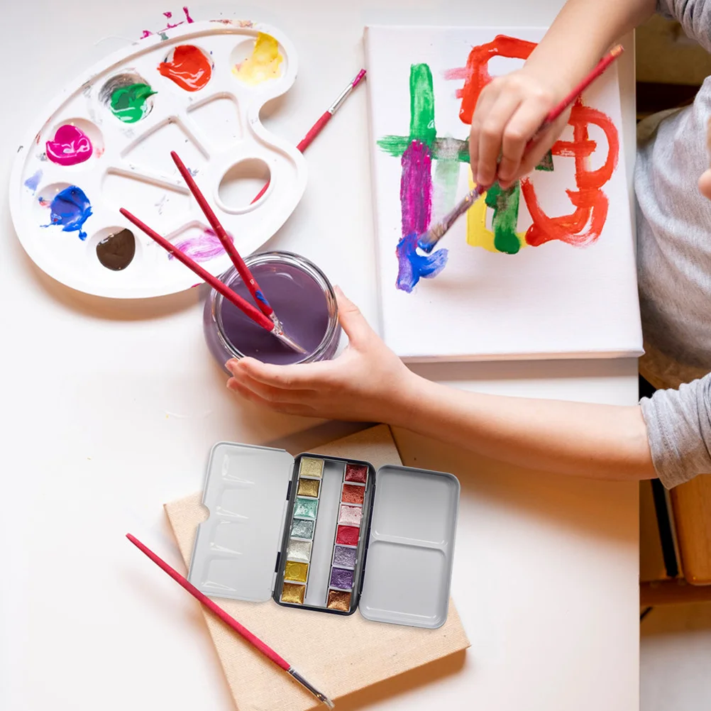 Watercolor Tin Box 3 Fold Portable Palette Artists Students Empty Paint Box Color Mixing Tray DIY Pigment Case Art Supplies
Watercolor Tin Box 3 Fold Portable Palette Artists Students Empty Paint Box Color Mixing Tray DIY Pigment Case Art Supplies