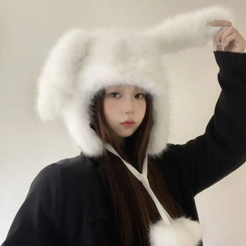 Lace-up Cap Warm Big Rabbit Ears Hat Cute Wool Plush Ear Protection Hat Soft Winter Bucket Hat Women
Lace-up Cap Warm Big Rabbit Ears Hat Cute Wool Plush Ear Protection Hat Soft Winter Bucket Hat Women