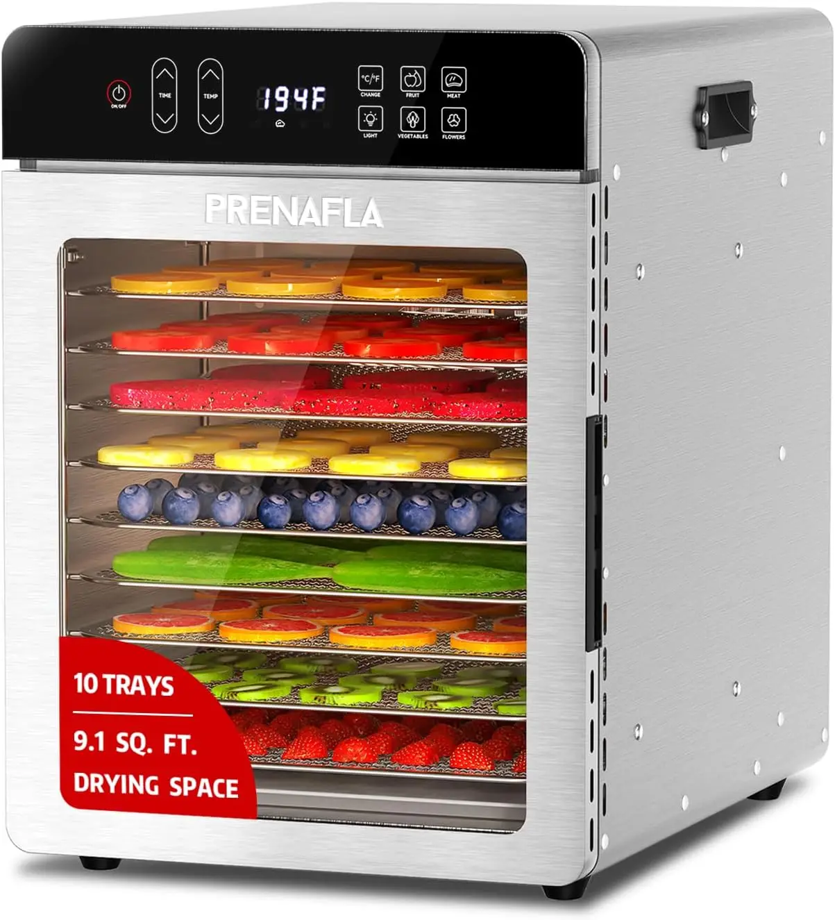 Commercial Food Dehydrator 10 Trays, 9.1ft² Large Capacity Food Dryer Machine for Jerky, 800W Food Dryer with 194°F Temp & 24H
Commercial Food Dehydrator 10 Trays, 9.1ft² Large Capacity Food Dryer Machine for Jerky, 800W Food Dryer with 194°F Temp & 24H