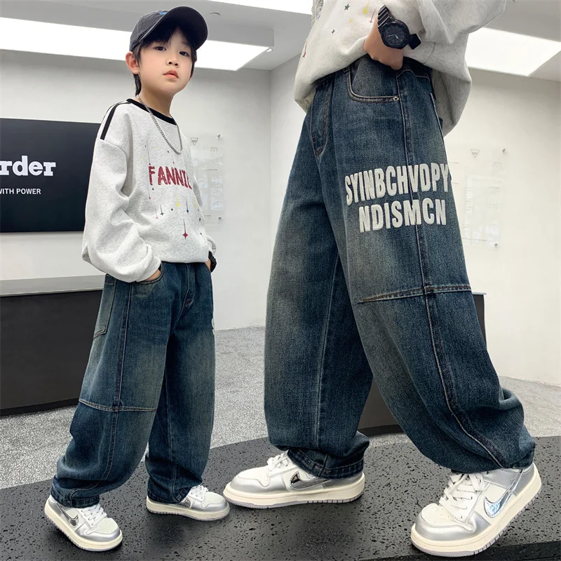 Boy Jeans Ages 4-14Y Child Long Pants Tween Boy Denim Students Spring Autumn Long Trousers Toddler Letter Printed Straight Jeans
Boy Jeans Ages 4-14Y Child Long Pants Tween Boy Denim Students Spring Autumn Long Trousers Toddler Letter Printed Straight Jeans