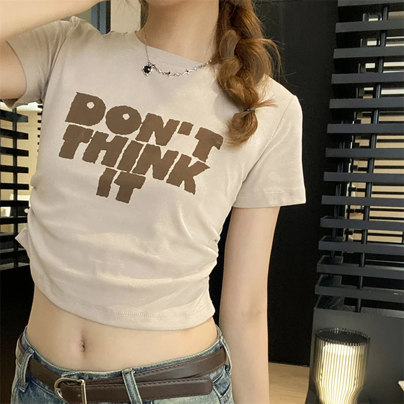 Summer Letter Printed Slim Women's Short T-Shirts 2023 New Short Sleeve Casual Solid Shirts Bottom Korean Sexy Tops Female
Summer Letter Printed Slim Women's Short T-Shirts 2023 New Short Sleeve Casual Solid Shirts Bottom Korean Sexy Tops Female