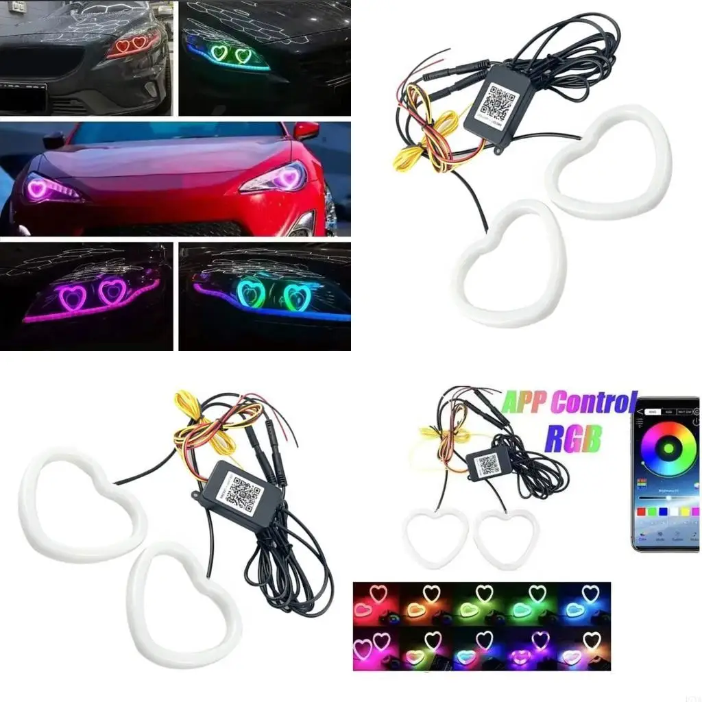 DRL Decorative Light Heart Shaped Car LED Angel Eyes Rings 12V Car Driving Warning Light Rings APP Control D7YA
DRL Decorative Light Heart Shaped Car LED Angel Eyes Rings 12V Car Driving Warning Light Rings APP Control D7YA