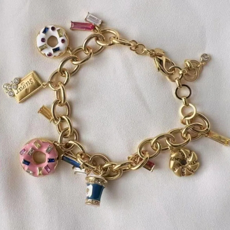 Colored Enamel Cookie Dessert Donut Bracelet Coffee Cup Ice Cream Cone Bracelet Party Jewelry Accessory Birthday Gifts for Women
Colored Enamel Cookie Dessert Donut Bracelet Coffee Cup Ice Cream Cone Bracelet Party Jewelry Accessory Birthday Gifts for Women