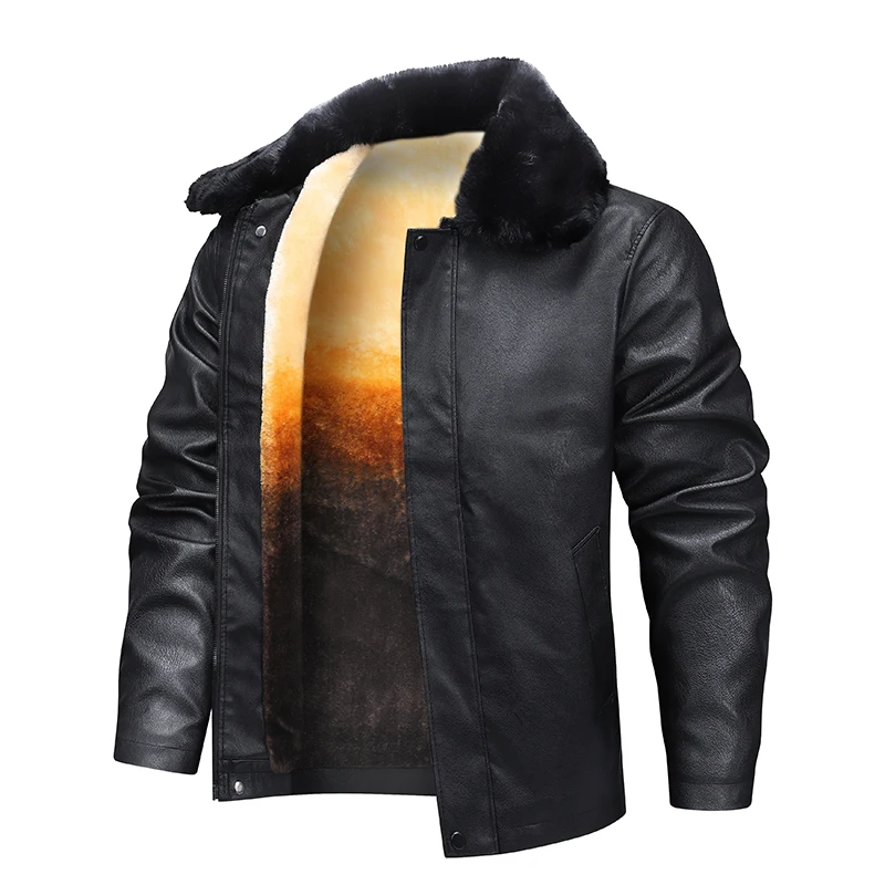 Motorcycle PU Jacket Men Velvet Leather Coats Winter Faux Fur Collar Leather Coat Windproof Warm Coat Men's Luxury Clothing
Motorcycle PU Jacket Men Velvet Leather Coats Winter Faux Fur Collar Leather Coat Windproof Warm Coat Men's Luxury Clothing