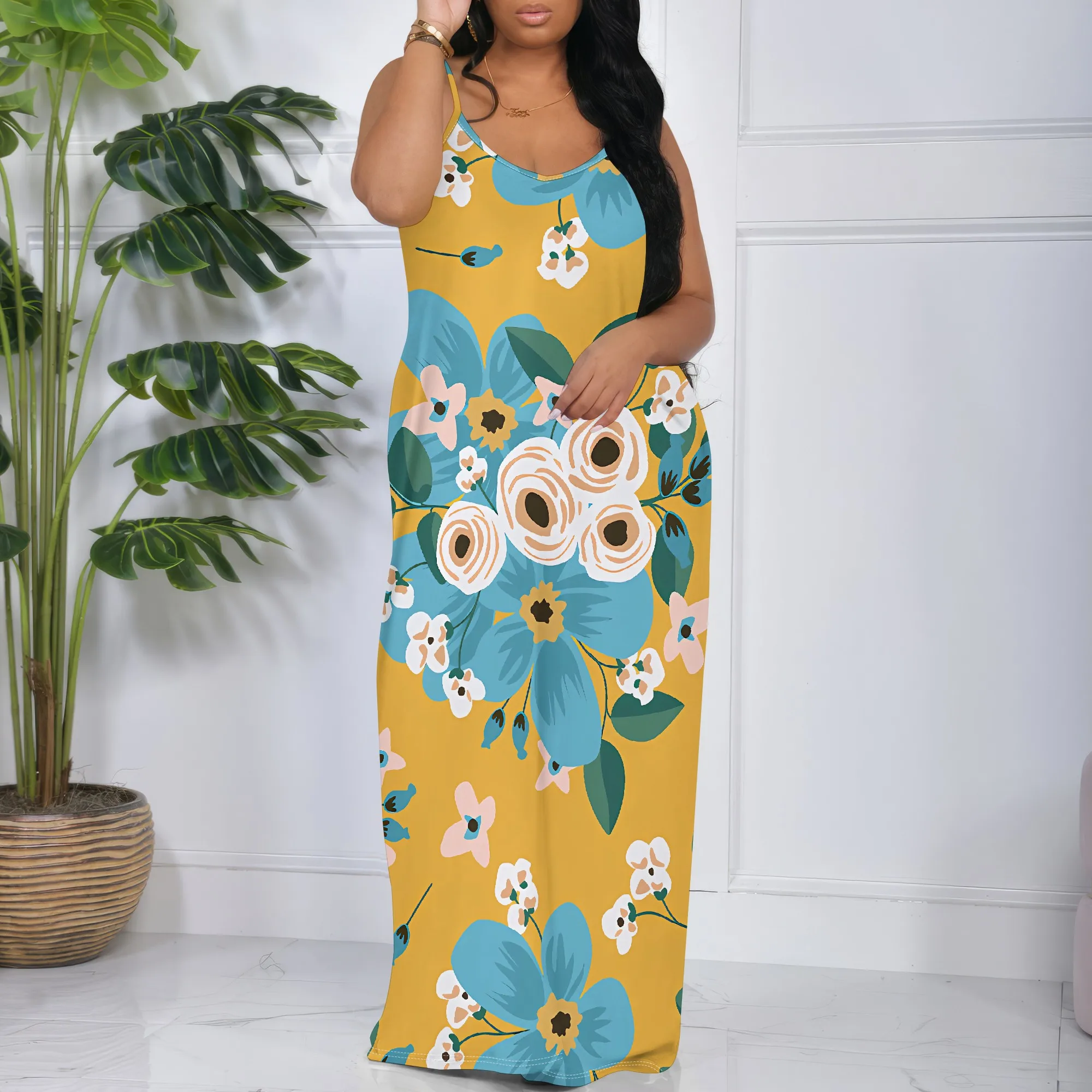 Womens Sexy Casual Dresses for Curvy Women 3D Printed halterneck dress Short Sleeve Loose Maxi Dress
Womens Sexy Casual Dresses for Curvy Women 3D Printed halterneck dress Short Sleeve Loose Maxi Dress