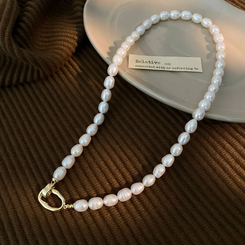 YWYC 2025 New Arrivals 7-8mm Rice Shape Freshwater Pearl Necklaces for Women Geometric Buckle 38cm Collar Necklaces Jewelry Gift
YWYC 2025 New Arrivals 7-8mm Rice Shape Freshwater Pearl Necklaces for Women Geometric Buckle 38cm Collar Necklaces Jewelry Gift