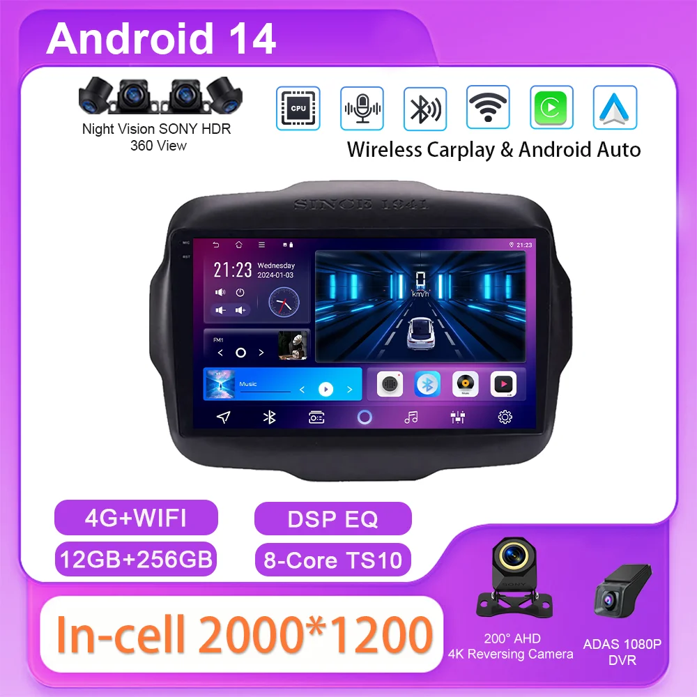 Android Car Radio Stereo For Jeep Renegade 2014 - 2018 Auto Multimidia Player GPS Navigation 4G Carplay Android Auto NO 2din DVD
Android Car Radio Stereo For Jeep Renegade 2014 - 2018 Auto Multimidia Player GPS Navigation 4G Carplay Android Auto NO 2din DVD