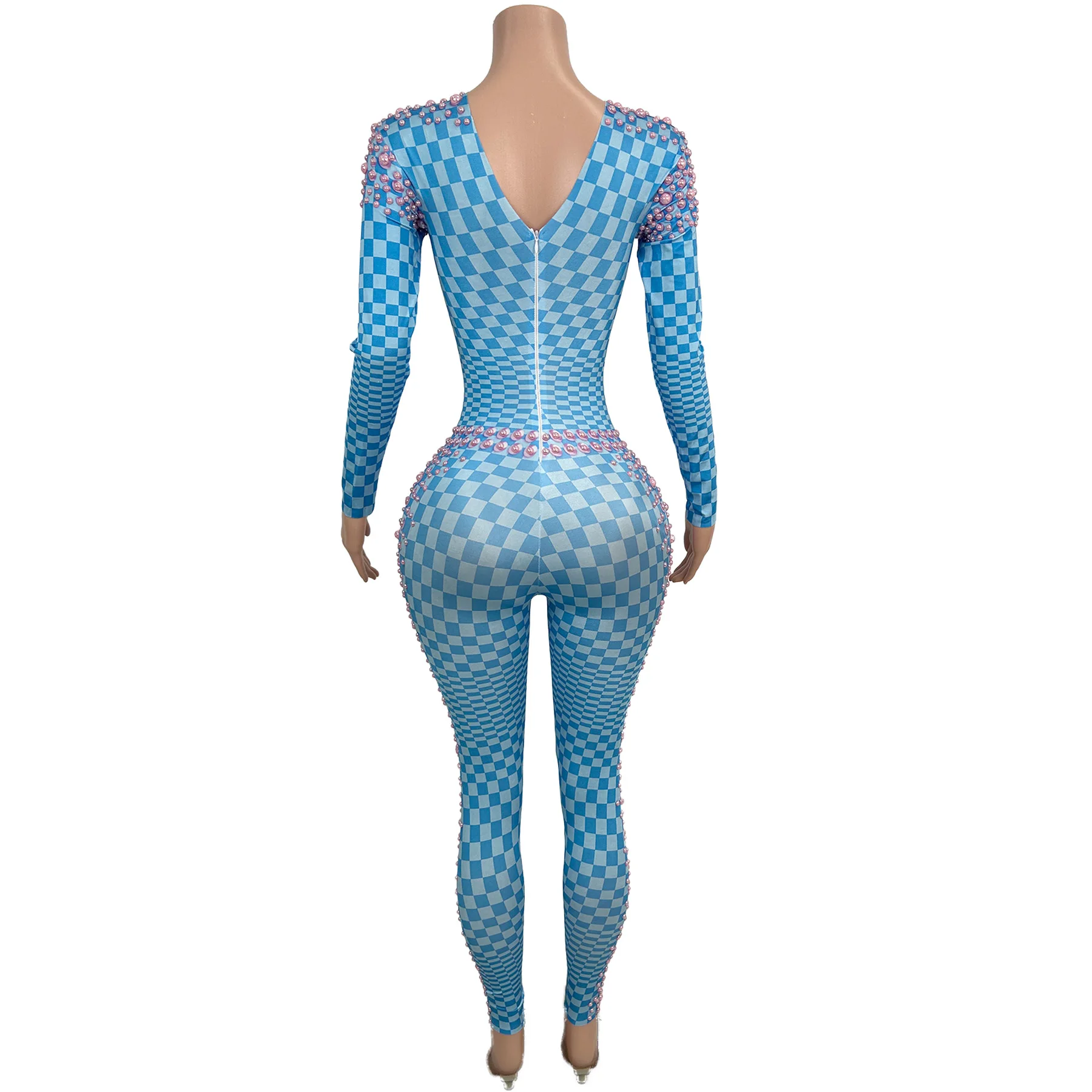 Fenlanlianti Womens Sexy Blue Checkerboard Pink Pearl Jumpsuit Long Sleeve Crew Neck Bodycon Party Club Stage Performance Outfit
Fenlanlianti Womens Sexy Blue Checkerboard Pink Pearl Jumpsuit Long Sleeve Crew Neck Bodycon Party Club Stage Performance Outfit